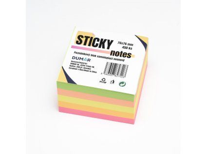 Pozn.blok samolepiaci neónový 76x76 mm 450ks Dumar