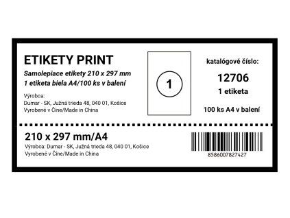 Etikety print 210 x 297 mm A4/100ks